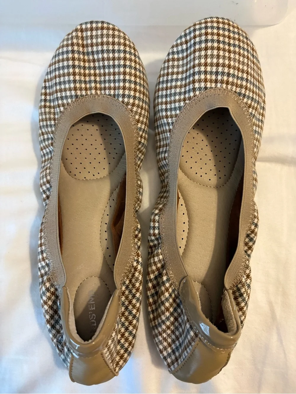 Lands' End Houndstooth Ballet Flats in Brown and Cream